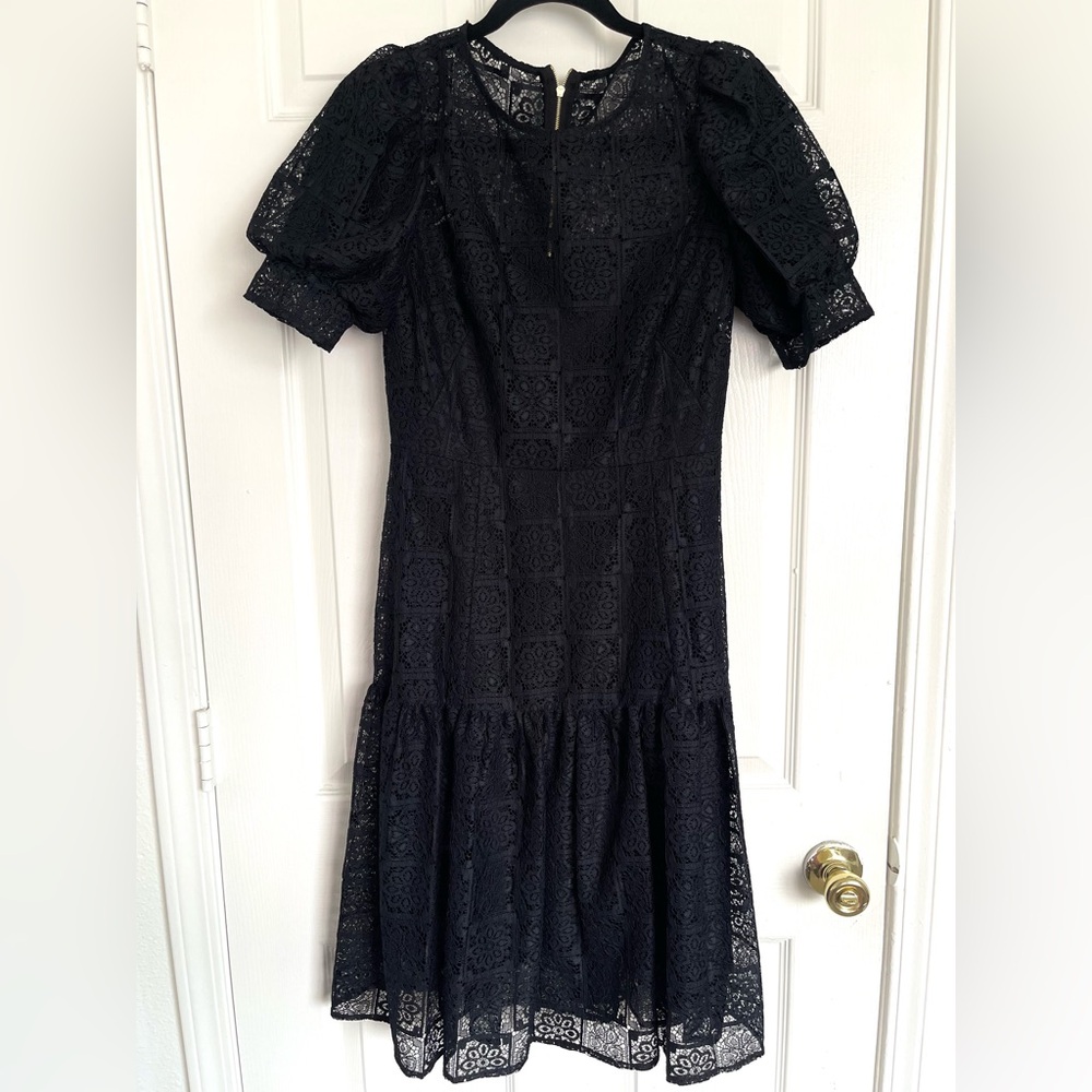 Calvin Klein Black Lace Long Sleeve Dress